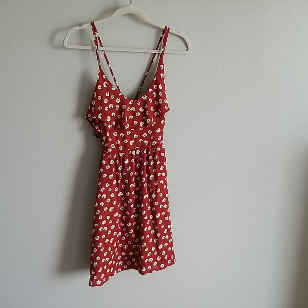 Rust floral mini dress